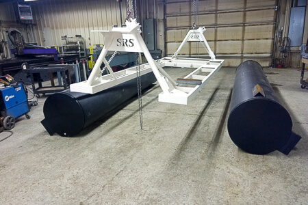 Flump frame beting put on pontoons