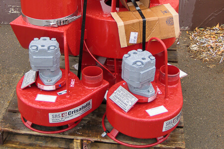 Two small submersible hydraulic pumps and one large one