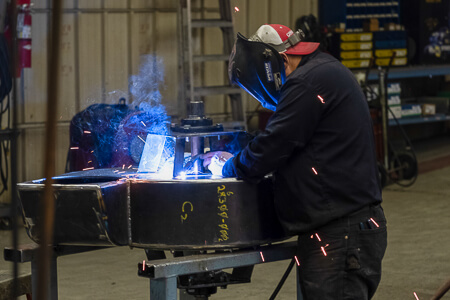 Tony welding a volute